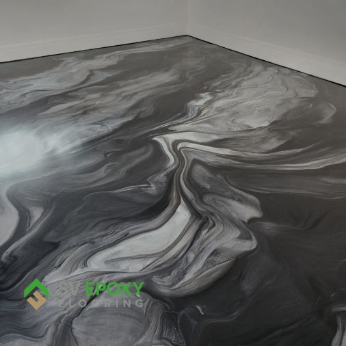 black and white and silver metallic epoxy simi valley